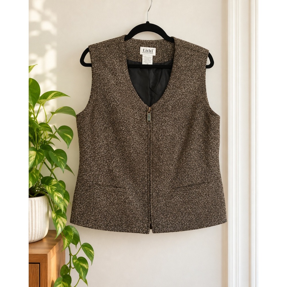 Vintage Tabi Tweed Style Button Front Vest Sz 14 Fall Layering Academia Preppy